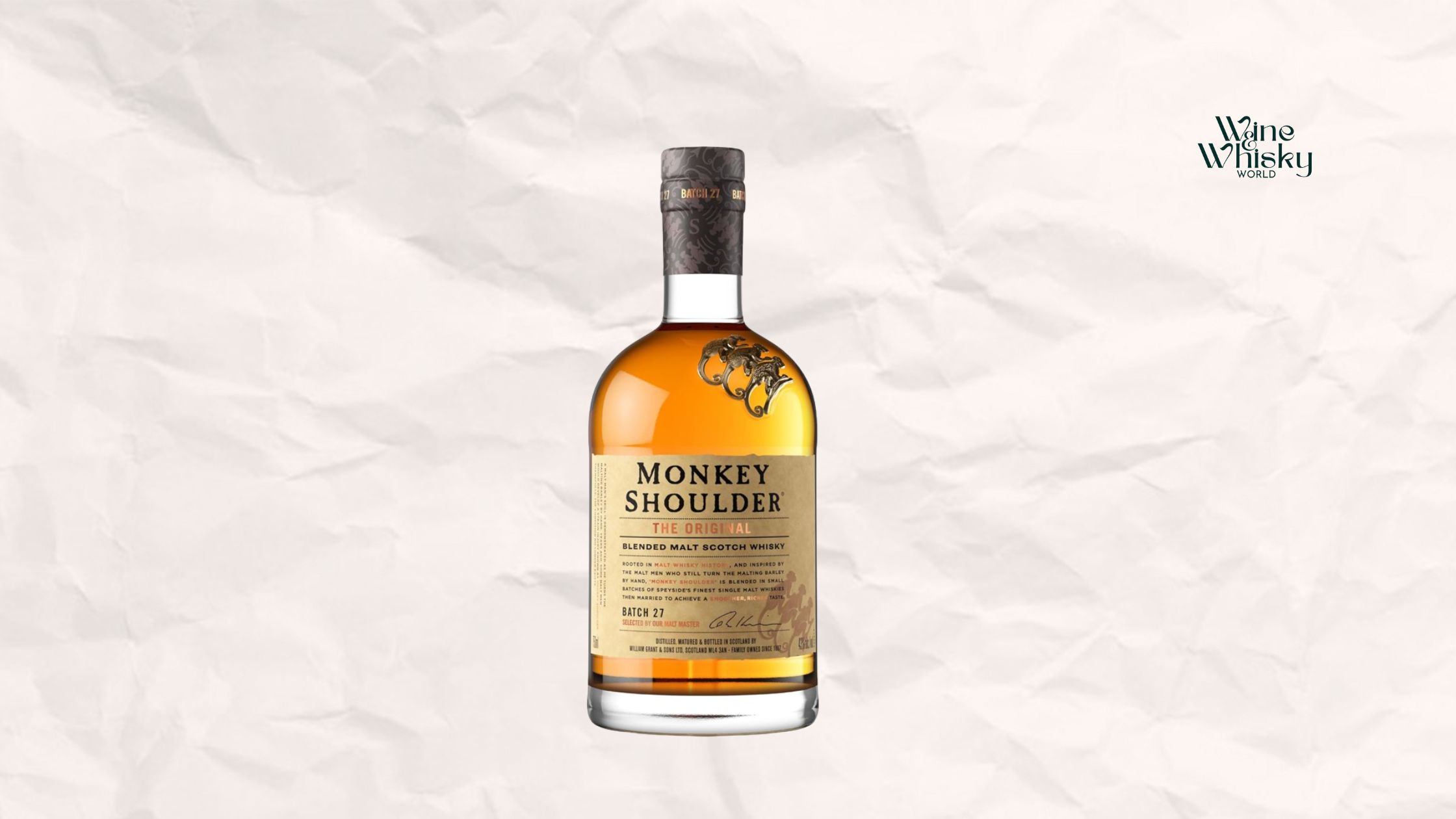 monkey shoulder whisky bottle image with winewhiskyworld logo